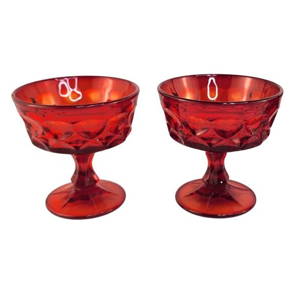 Vintage Noritake Ruby Red Cadmium Sherbet Dessert Coupe Glass Set Of 4 - Picture 4 of 9